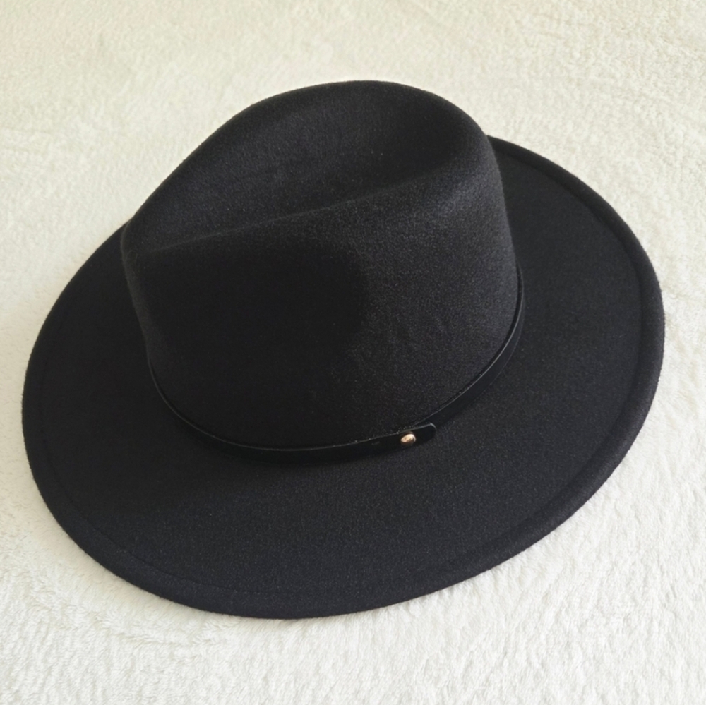 New!!! Melrose&Market Classic Black Fedora Wool Hat